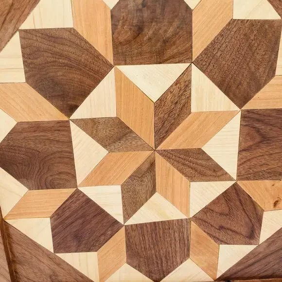 Wood Handcrafted Geometric Pattern Barn Quilt Will Hanging Art Piece - Picture 3 of 16